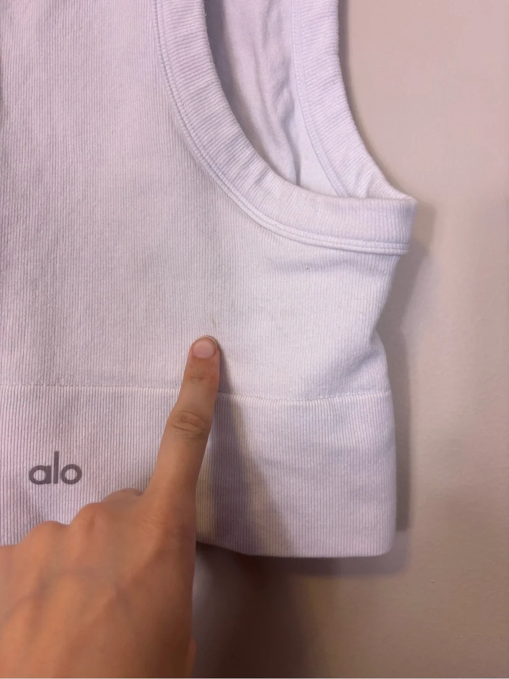 Alo Yoga White Ribbed Tank Crop Top -Small